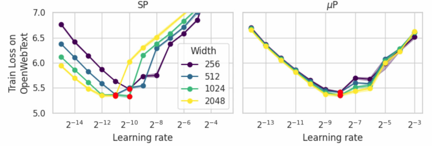 μTransfer learning rate test on 33M tokens from the openwebtext dataset